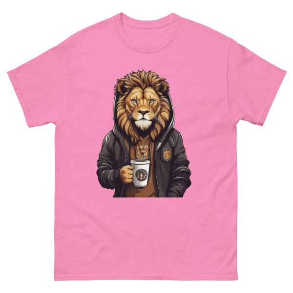 Cool Lion Sipping Cofee Graphics Tee - Image 8