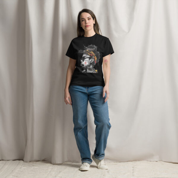 Urban Tribal Elegance: Afrocentric Geometric Portrait Tee - Image 3