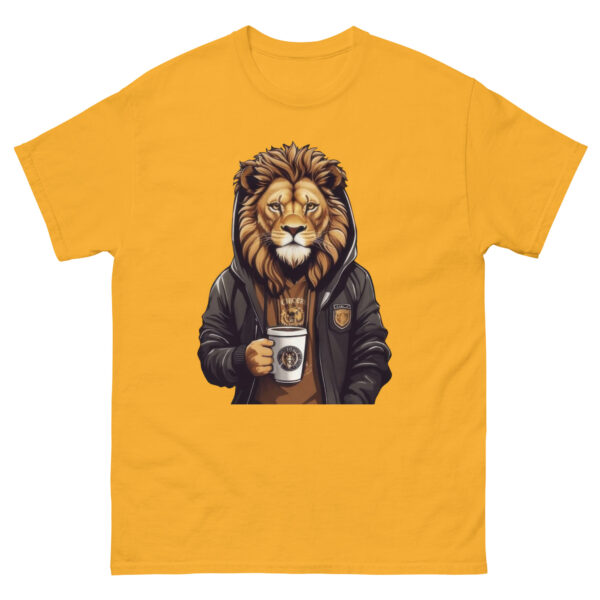 Cool Lion Sipping Cofee Graphics Tee - Image 9