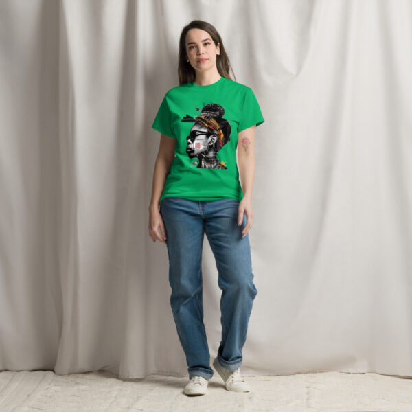 Urban Tribal Elegance: Afrocentric Geometric Portrait Tee - Image 9