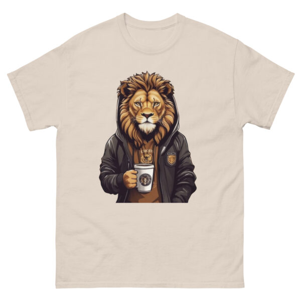 Cool Lion Sipping Cofee Graphics Tee - Image 11
