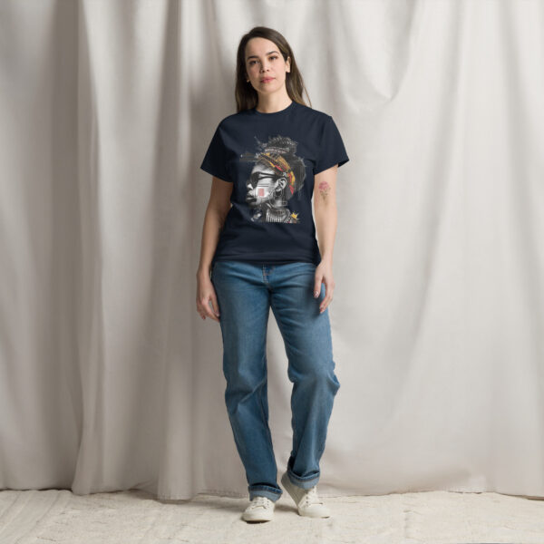 Urban Tribal Elegance: Afrocentric Geometric Portrait Tee - Image 4