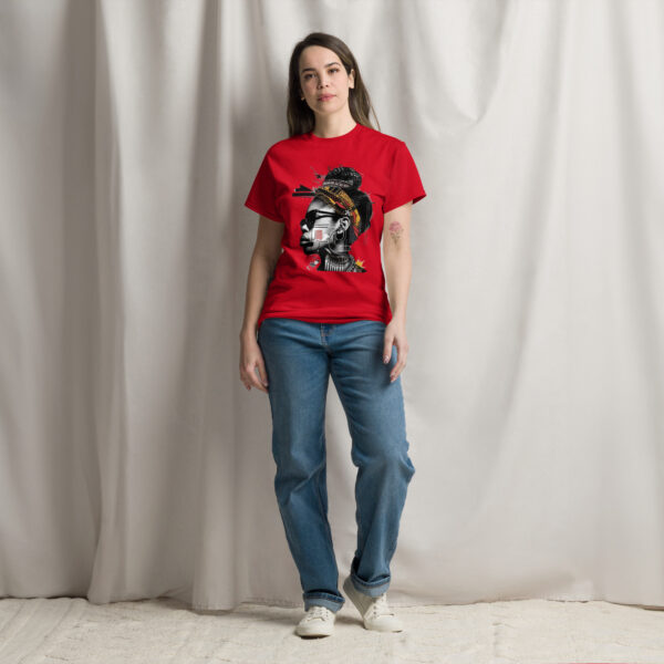 Urban Tribal Elegance: Afrocentric Geometric Portrait Tee - Image 6