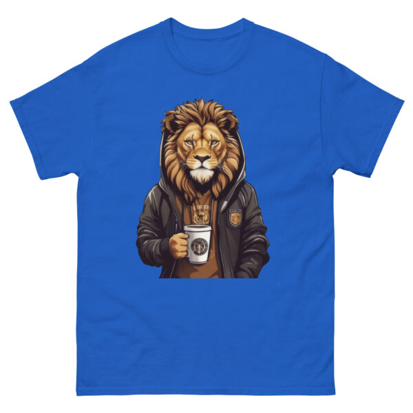 Cool Lion Sipping Cofee Graphics Tee - Image 6