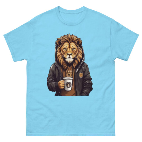 Cool Lion Sipping Cofee Graphics Tee - Image 10
